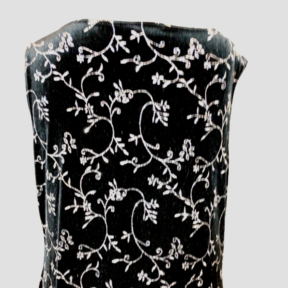 Vintage Sparkle Dress, Black Velour/Silver Sparkles, Sleeveless, Knee Length, M - Picture 8 of 11